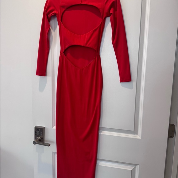 Lips + honey red maxi long sleeve dress XS - Picture 1 of 4